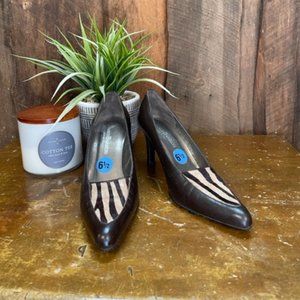 Franco Barbieri Italian Leather Zebra Print Heel - Size 6 1/2